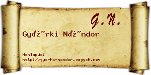 Györki Nándor névjegykártya
